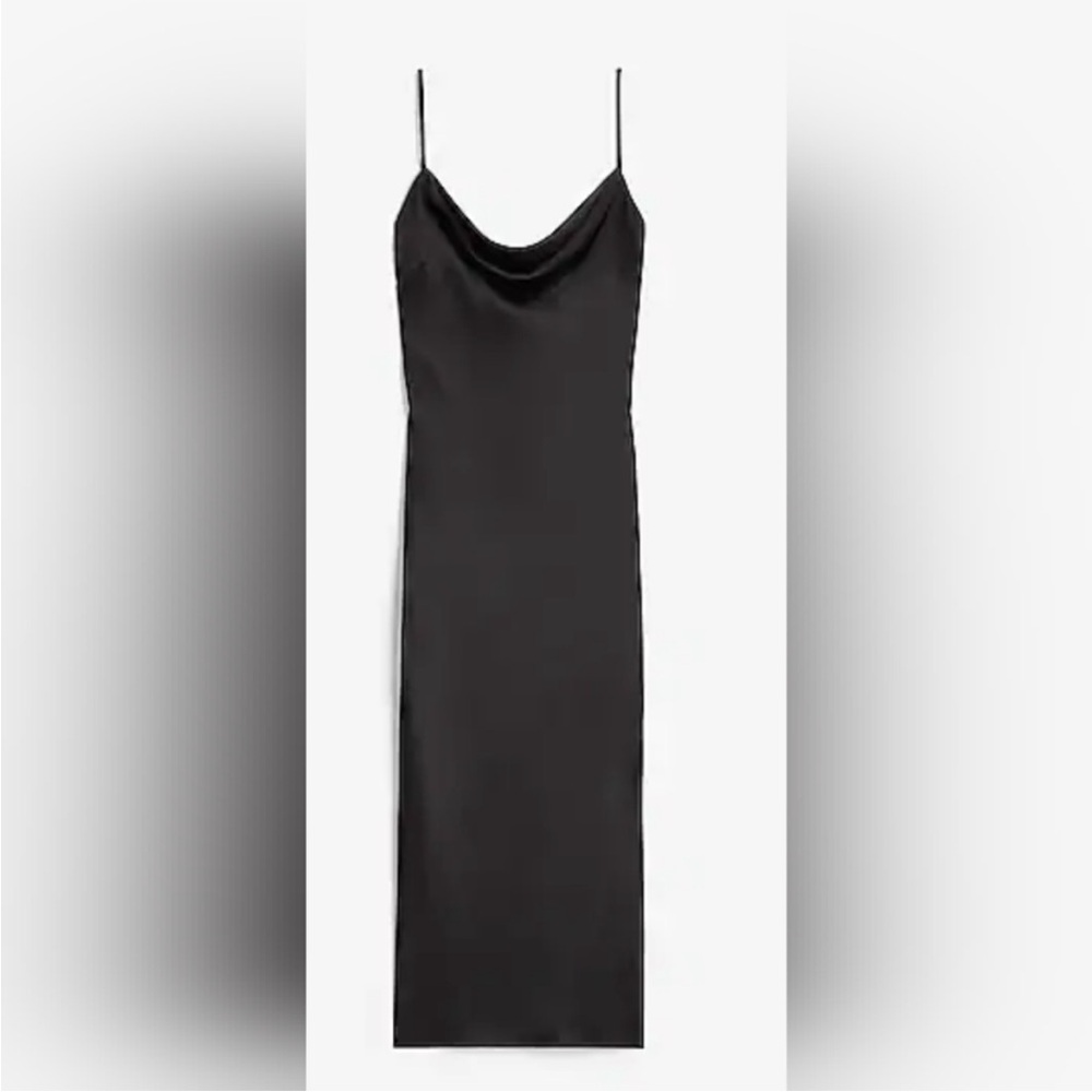Express Black Cowl Neck Slip Midi Dress – Size M - Picture 2 of 12